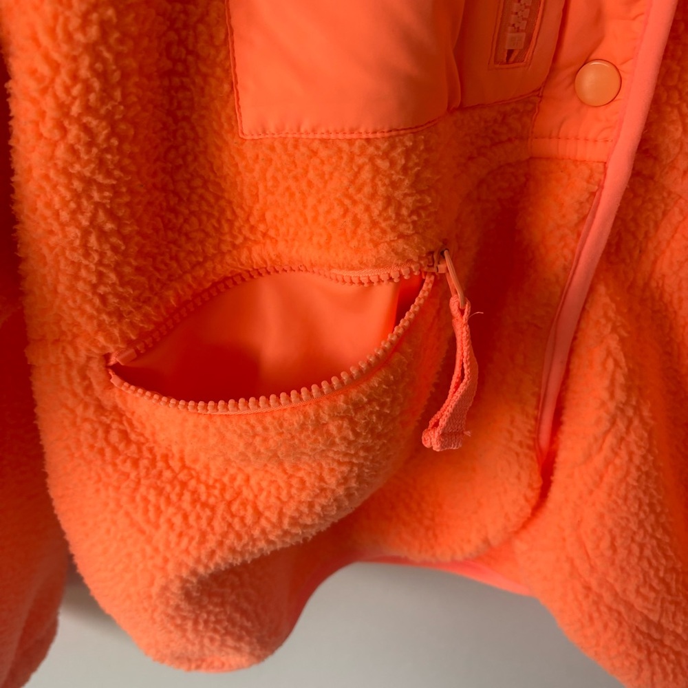 FP Movement Hit The Slopes Neon Orange Sherpa Oversized Cropped Fleece Jacket - Picture 11 of 13